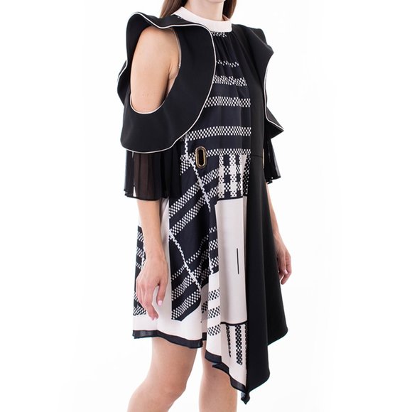 NWT SELF PORTRAIT BLACK,CREAM DRESS | WOMENS SIZE L - Picture 2 of 6